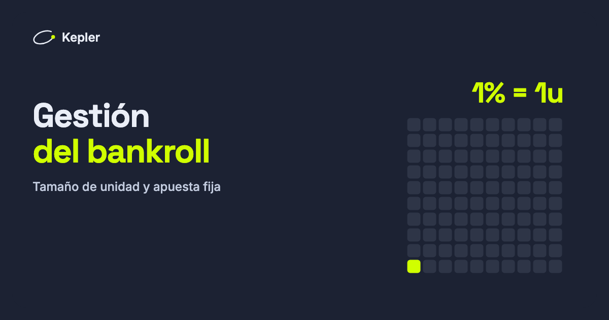Una cuadrícula de 100 casillas que representa un bankroll, con una resaltada: una unidad es el 1 % del bankroll.